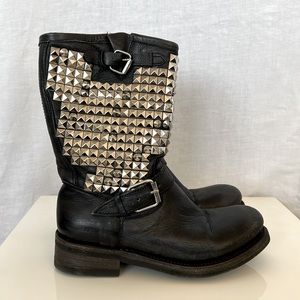 Ash Black Heavy Metal Biker Boots 9 wBox